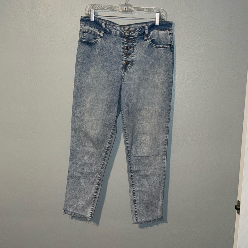 A wild fable light wash raw hem jeans high waist